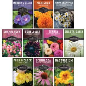 10 Heirloom Flower Seed Collection – Non-GMO Annuals & Perennials
