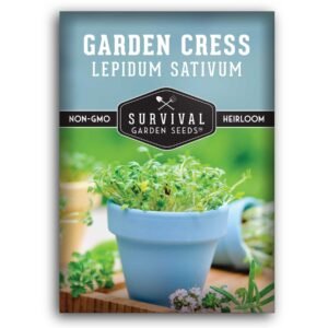 Garden Cress Seeds – Heirloom Non-GMO Sprouting & Microgreen Variety with Peppery Flavor for Indoors or Outdoor Growing