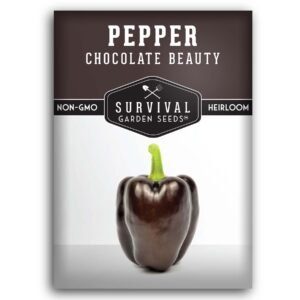 Chocolate Beauty Pepper Seeds – Heirloom Non-GMO Sweet Brown Bell Peppers for Garden & Container Growing