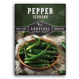 Serrano Pepper Seeds – Heirloom Non-GMO Hot Peppers for Salsas, Sauces, Pickling & Productive Garden Harvests