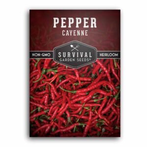 Cayenne Pepper Seeds – Heirloom Non-GMO Hot Peppers for Drying, Sauces & High-Yield Garden Harvests