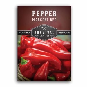 Marconi Red Pepper Seeds – Heirloom Non-GMO Sweet Italian Peppers for Roasting, Stuffing & Fresh Garden Harvests