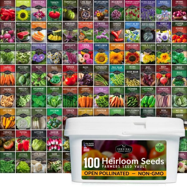 Complete Heirloom Survival Garden Seed Kit – 100 Non-GMO Packets