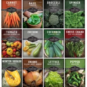 12 Vegetable Seed Collection – Heirloom Non-GMO Garden Vegetables & Herbs for Home Growing