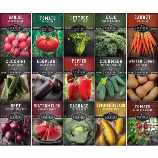 15-Variety Non-GMO Heirloom Vegetable Seed Collection
